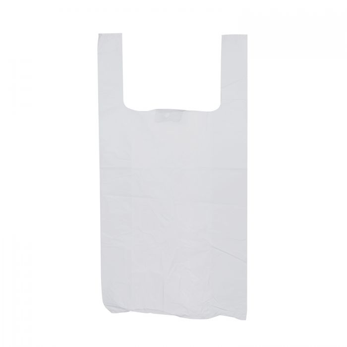 Lightweight Plain White Plastic Carrier Bag with Handles - 510 x 272 x 140mm - (Pack 1000)