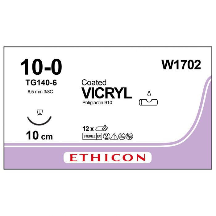 Ethicon Vicryl Sutures - 10/0 - 10cm - Violet (Pack 12)