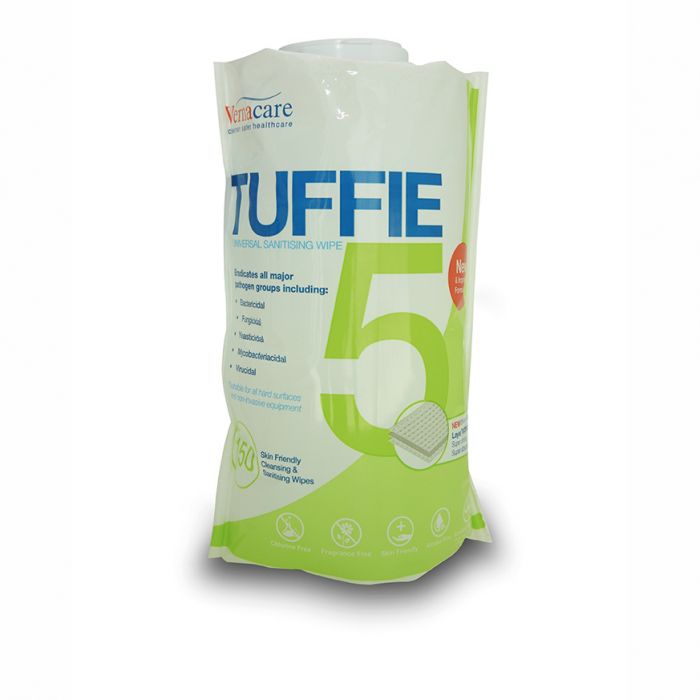 Tuffie 5 Universal Sanitising Wipes - Flexible Canister - (Pack 150)