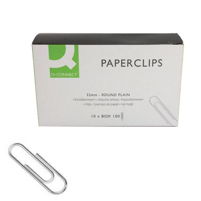 Q-Connect Paperclips 32mm - Plain