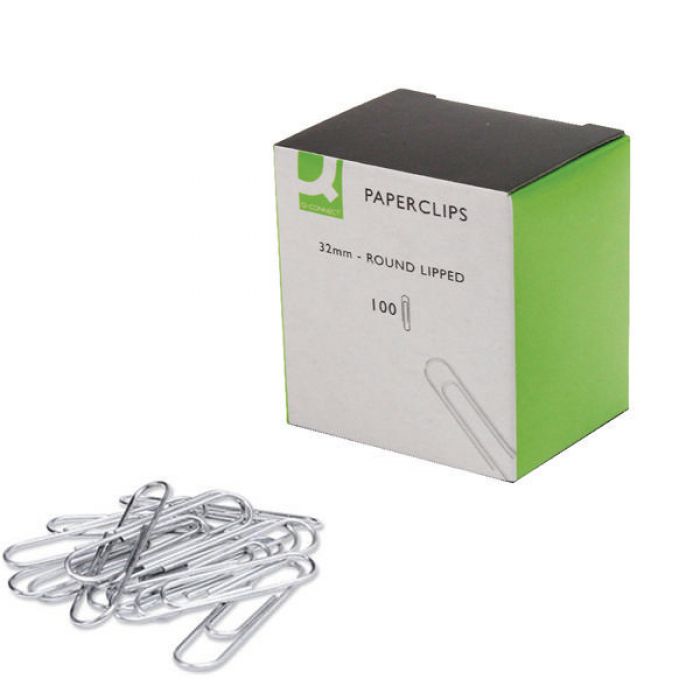 Q-Connect Paperclips 32mm - Lipped