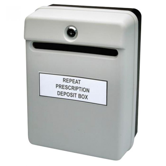 Repeat Prescription Box - Wall Mounted - Lockable - Grey - (Single)