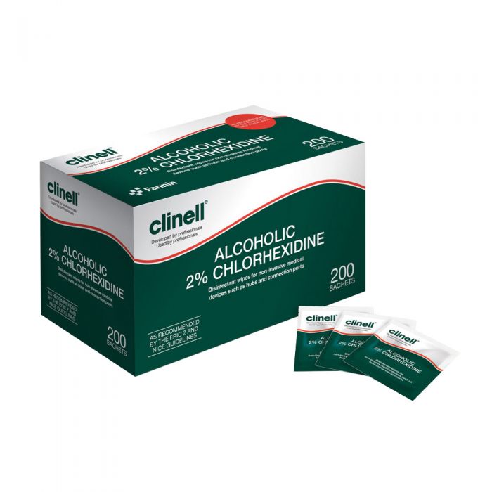 Clinell Medical Device/Equipment Wipes - 70% Alcohol & 2% Chlorhexidine - (Pack 240)