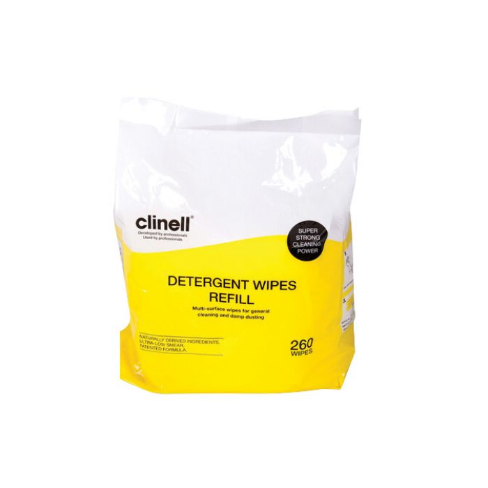 Clinell Detergent Wipes - Refill for Bucket of 260 Wipes - (Pack 260)