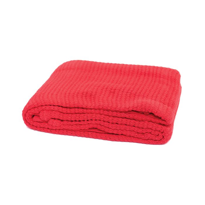 Red Cellular Blanket - 100% Cotton - 200 x 150cm - (Single)