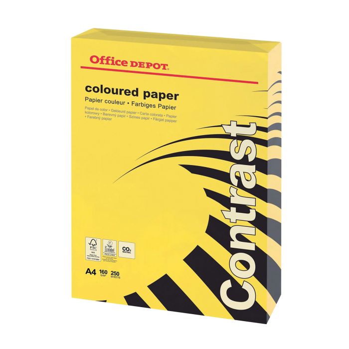 Coloured Card - A4 - 160gsm - Bright Yellow - Ream - (Pack 250)