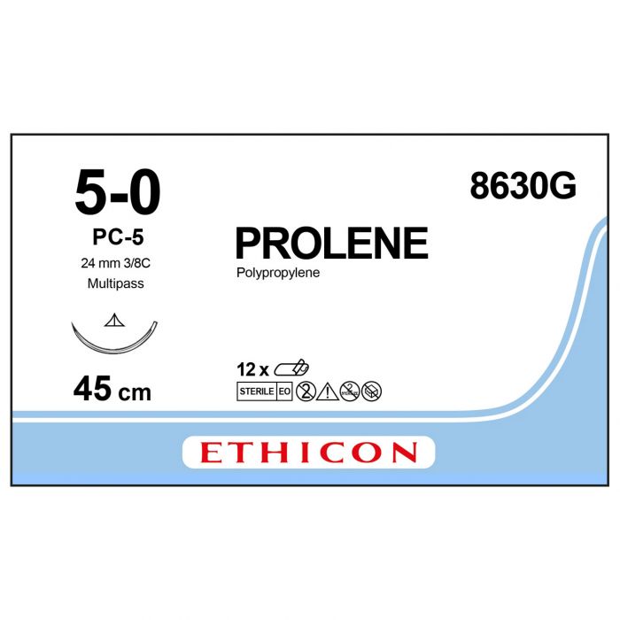 Ethicon Prolene Sutures - 5/0 - 45cm - Blue - (Pack 12)