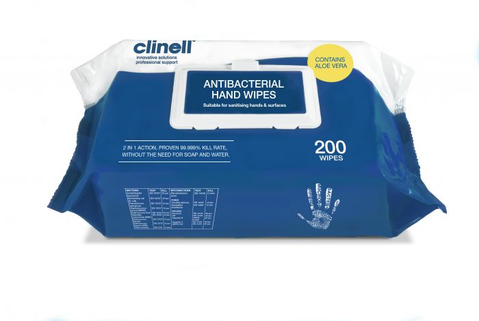 Clinell Antimicrobial Hand Wipes - (Pack 200)