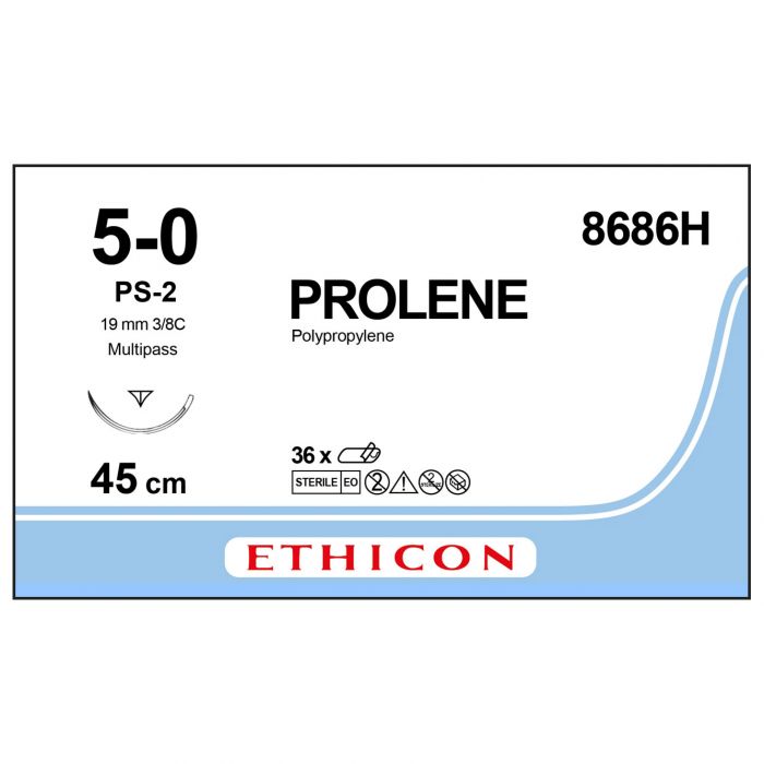 Ethicon Prolene Suture - 5/0 - 45cm - Blue - (Pack 36)