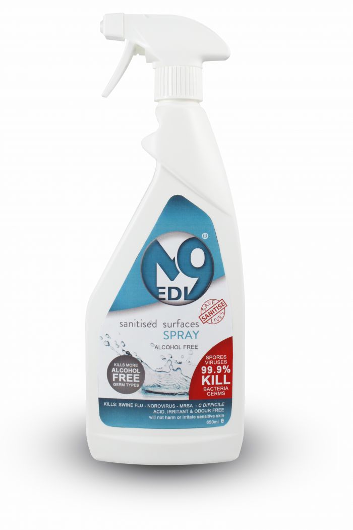 Medi9 Surface Sanitising Spray - 650ml Trigger Spray Bottle - (Single)
