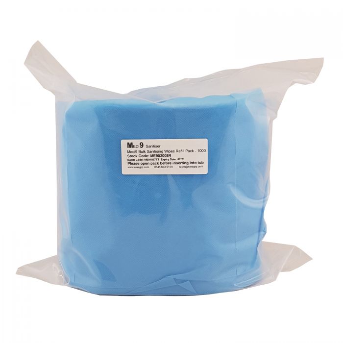 Medi9 Surface & Equipment Wipes - Large - Refill for Bucket - (Pack 1,000)