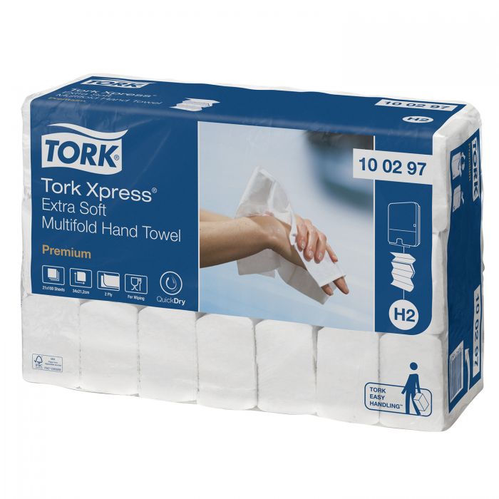 Tork Xpress Extra Soft Multi-Fold Hand Towels - Premium (H2) - 2-ply White - 21x100 Sheets - (Pack 2100)
