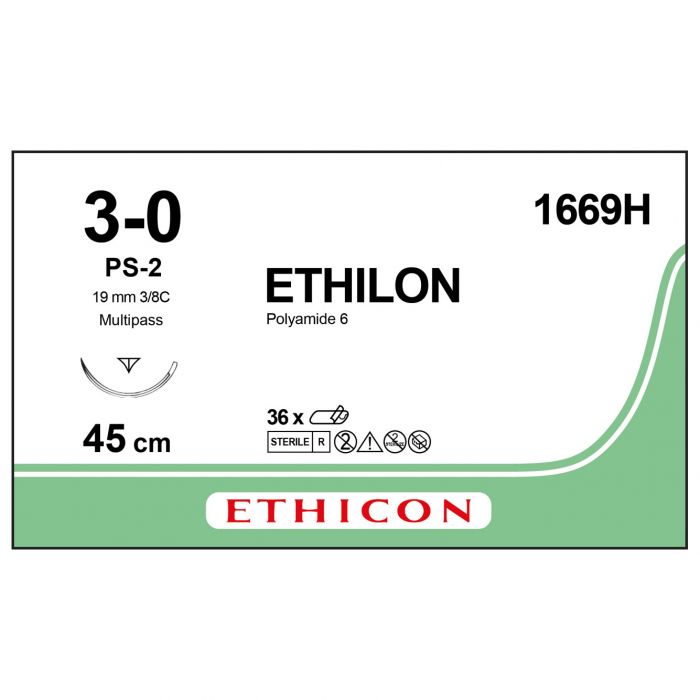 Ethicon Ethilon Sutures - 3/0 - 45cm - Black - (Pack 36)