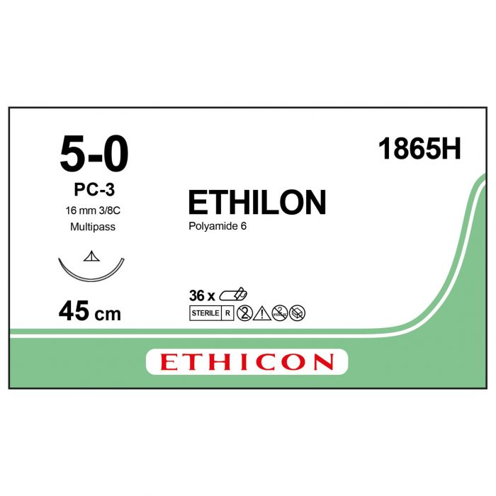 Ethicon Ethilon Sutures - 5/0 - 45cm - Black - (Pack 36)