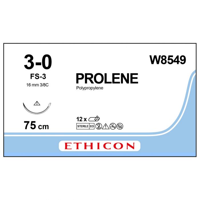 Ethicon Prolene Sutures - 3/0 - 75cm - Blue - (Pack 12)
