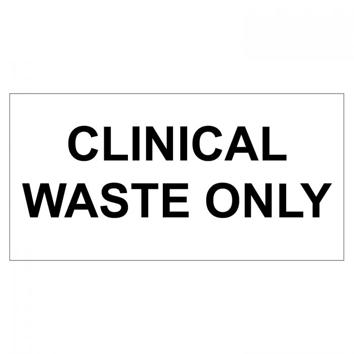 Clinical Waste Only Stickers - 150mm x 75mm - White with Black Text - (Single)