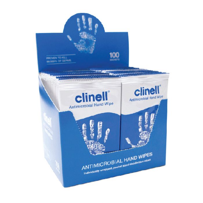 Clinell Antimicrobial Hand Wipes - Individually Wrapped - (Pack 100)
