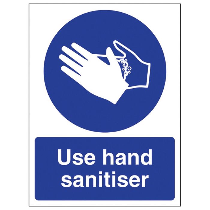 Use Hand Sanitiser Sign - Self-Adhesive Vinyl - 100 x 150mm - (Single)