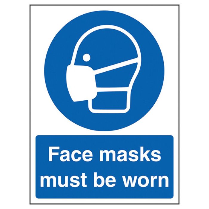 Face Masks Must Be Worn Sign - Self-Adhesive Vinyl - 150 x 200mm - (Single)