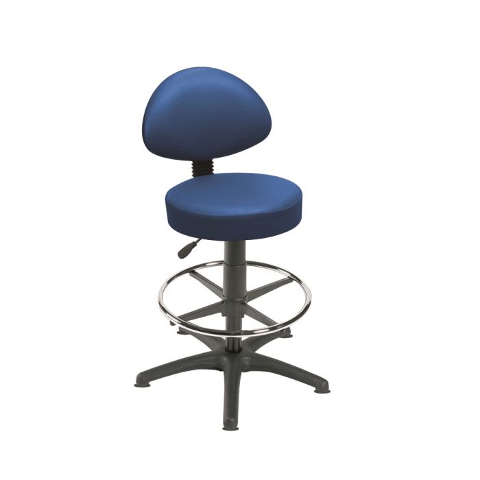 High Level Examination Stool with Backrest, Foot-Ring & Glides