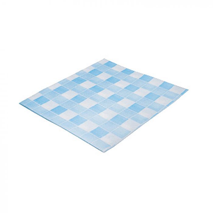 Disposable Non-Woven Chequered Tea Towel - Blue/White - 380x400mm - (Pack 80)