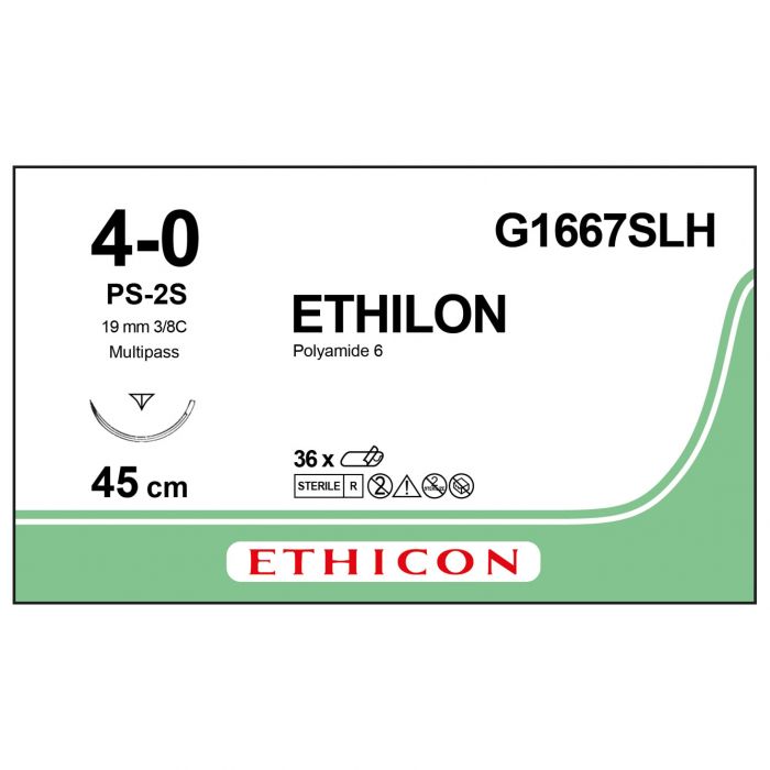Ethicon Ethilon Sutures - 4/0 - 45cm - Green - (Pack 36)