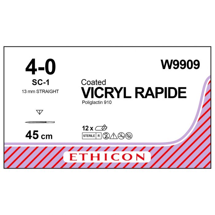 Ethicon Vicryl Rapide Sutures - 4/0 - 45cm - Undyed - (Pack 12)