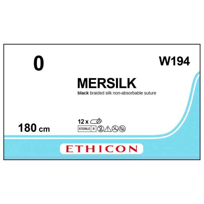 Ethicon Mersilk Sutures without Needle - 0/0 - Black - 1.8m Lengths - (Pack 12)