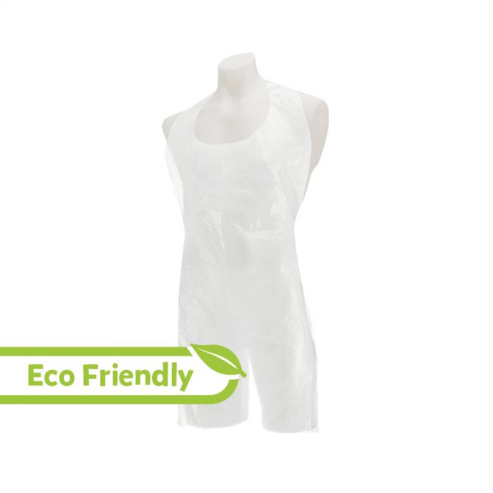 Greengard Biodegradable Plastic Aprons-on-a-Roll - White - (Pack 200)