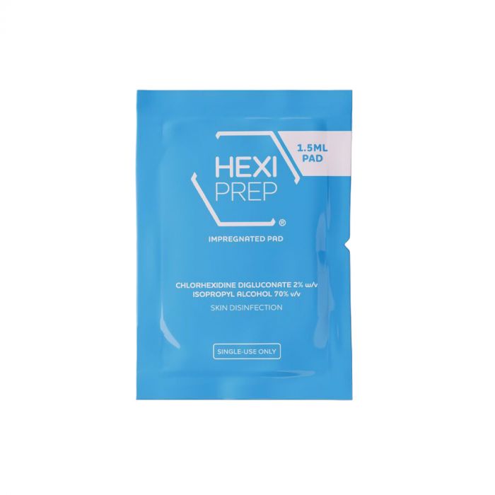 HEXI PREP 2% Chlorhexidine Digluconate in 70% Isopropyl Alcohol Pad (1.5ml) - Sterile - (GSL) - (Pack 100)