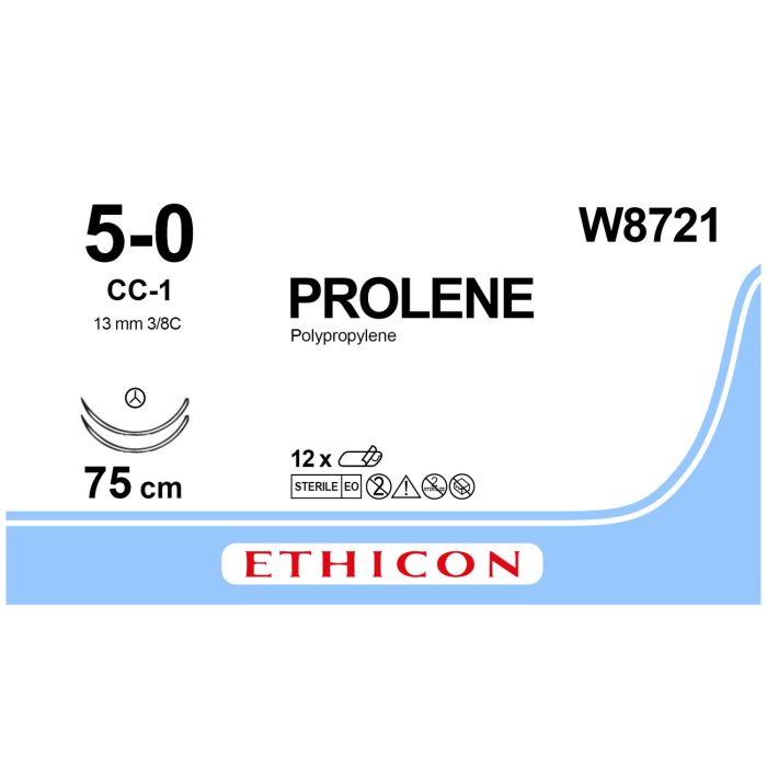 Ethicon Prolene Sutures - 5/0 - 75cm - Blue - (Pack 12)