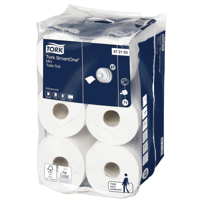 Tork SmartOne Mini Toilet Rolls - Advanced (T9) - 2-Ply White - (Pack 12)