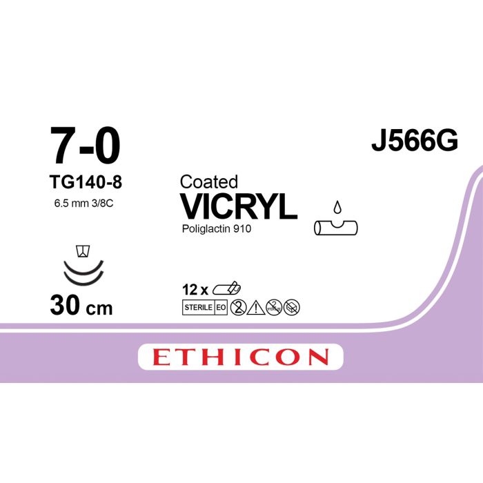 Ethicon Vicryl Coated Sutures - 7/0 - 30cm - Violet - (Pack 12)