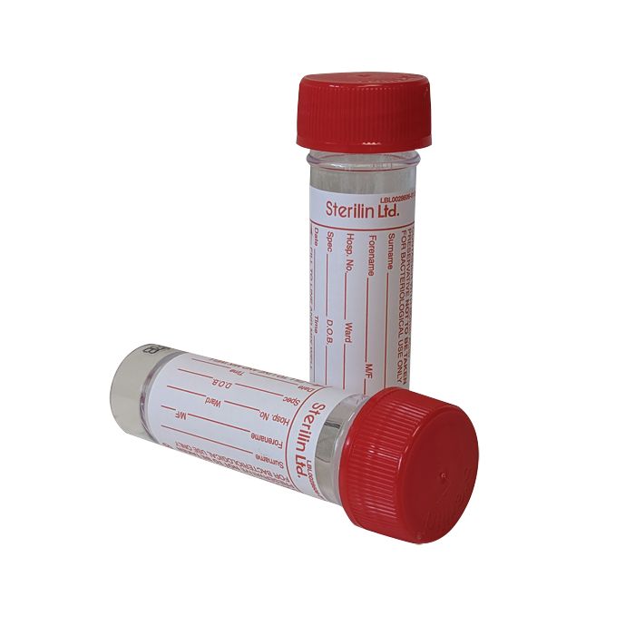 Urine Bottles with Boric Acid - Red Cap - 30ml - (Pack 50)