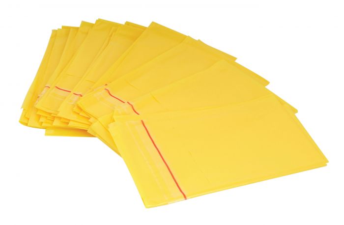 Small Disposal Bags with Adhesive Strip - Yellow - 27cm x 46cm - (Pack 200)
