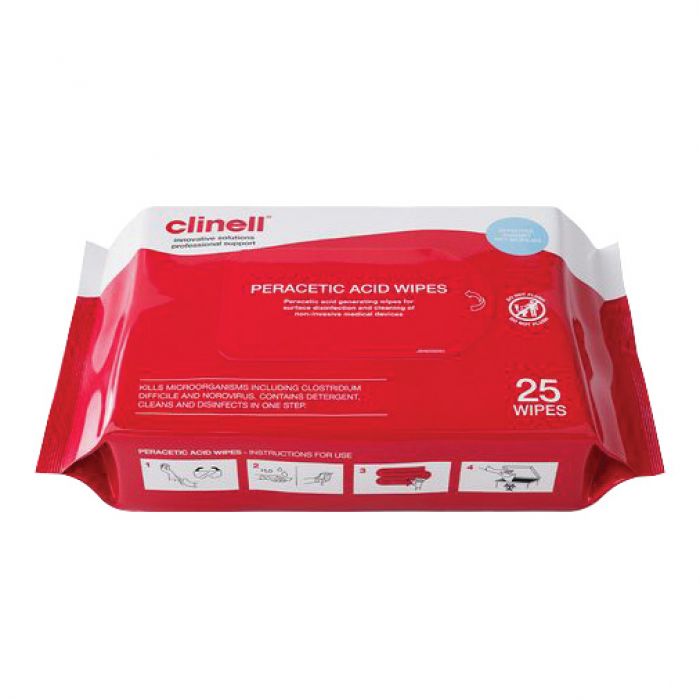 Clinell Peracetic Acid Wipes - (Pack 25)