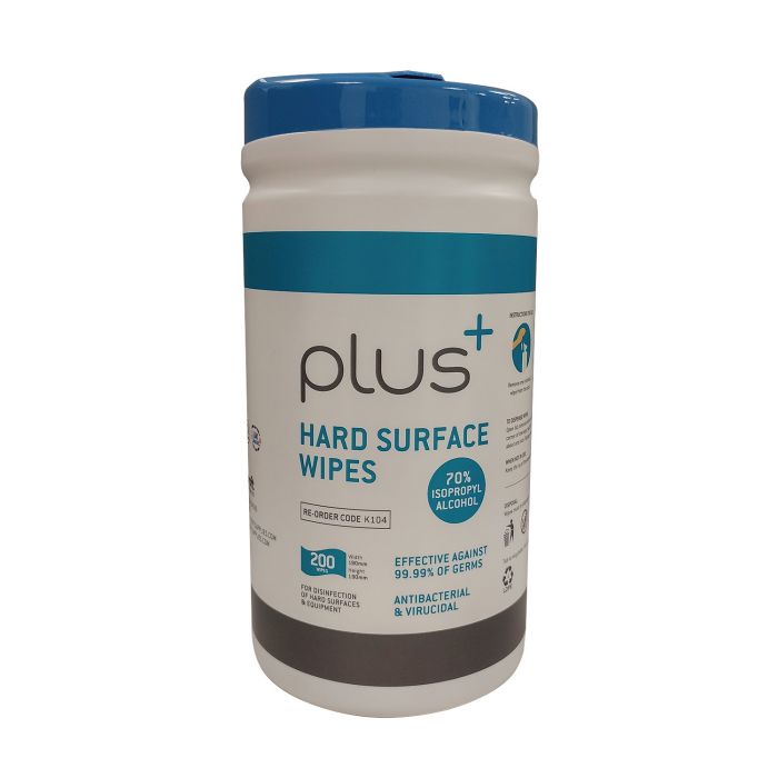 PLUS 70% Alcohol Hard Surface Wipes - Buy 5 Get 1 Free - (Pack 200)