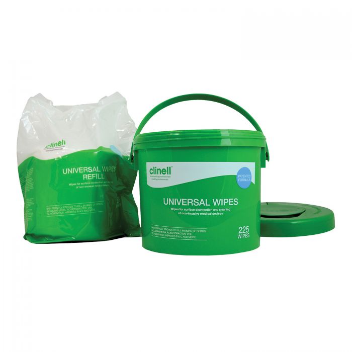 Clinell Universal Sanitising Wipes - Refill for Bucket of 225 Wipes - (Pack 225)