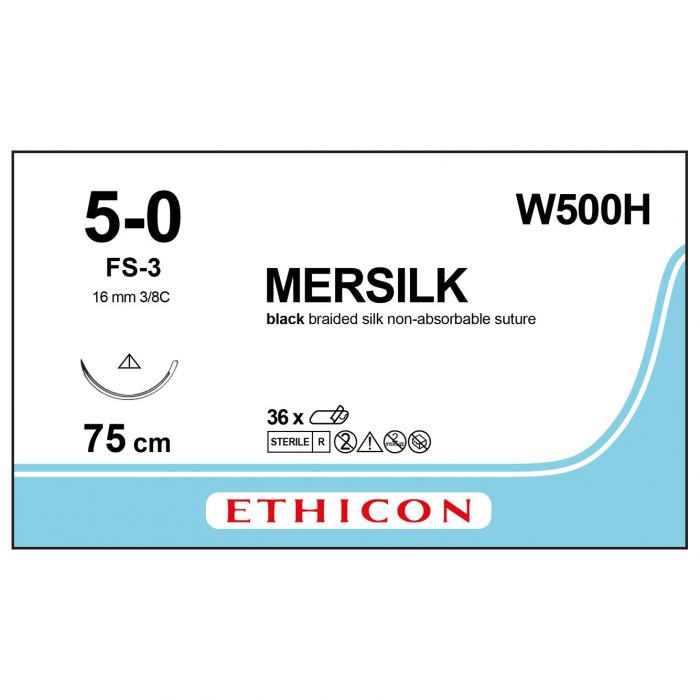 Ethicon Mersilk Sutures - 5/0 - 75cm - Black - (Pack 36)