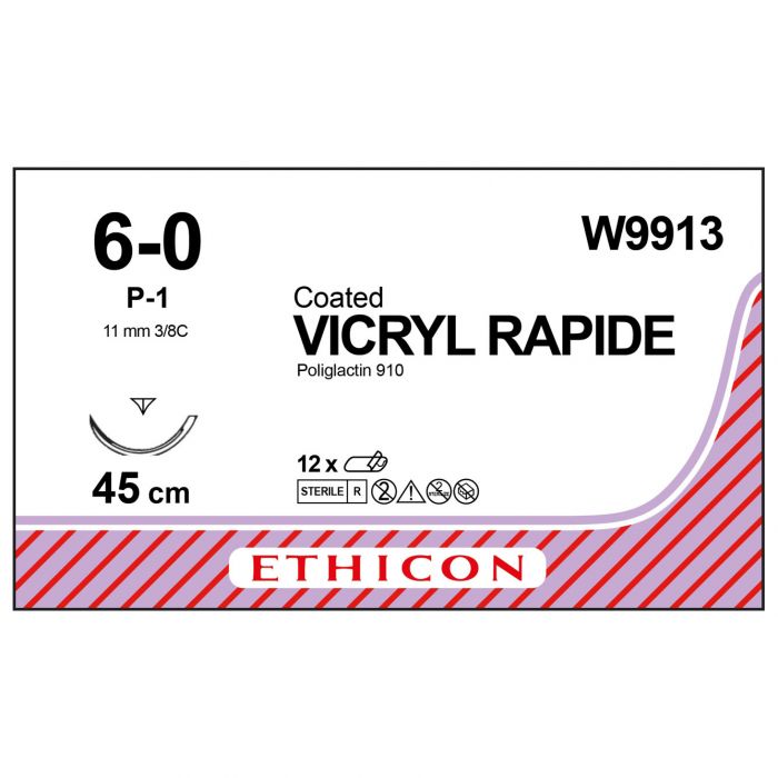Vicryl Rapide Sutures - 6/0 - 45cm - Undyed - (Pack 12)