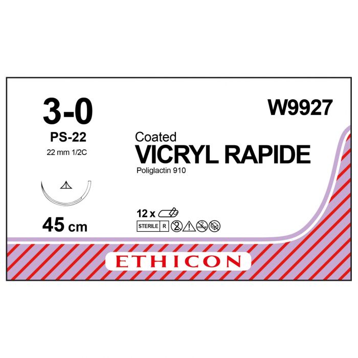 Vicryl Rapide Sutures - 3/0 - 45cm - Undyed - (Pack 12)