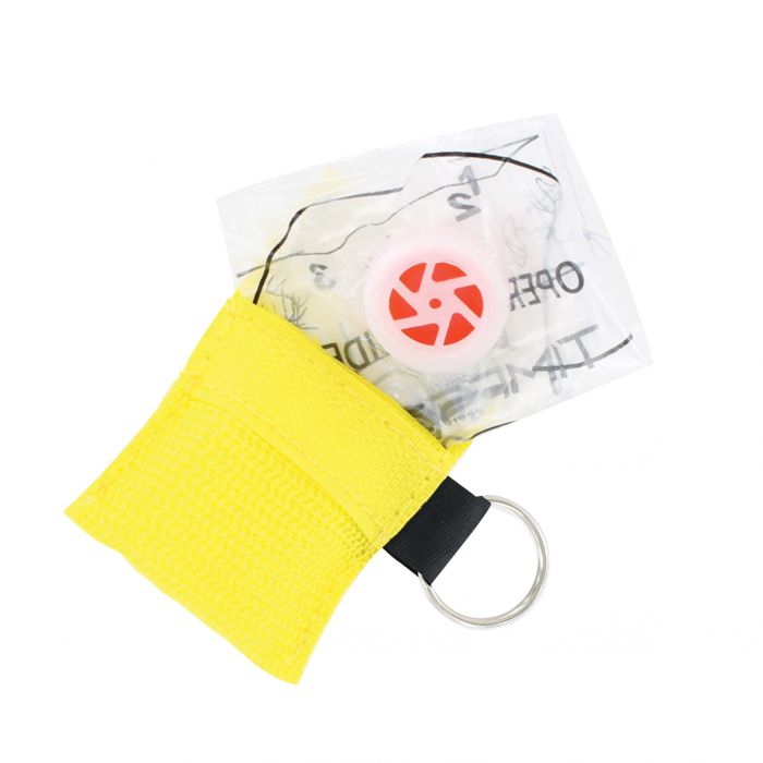 CPR Face Shield with Valve in Key Ring Pouch - (Single)