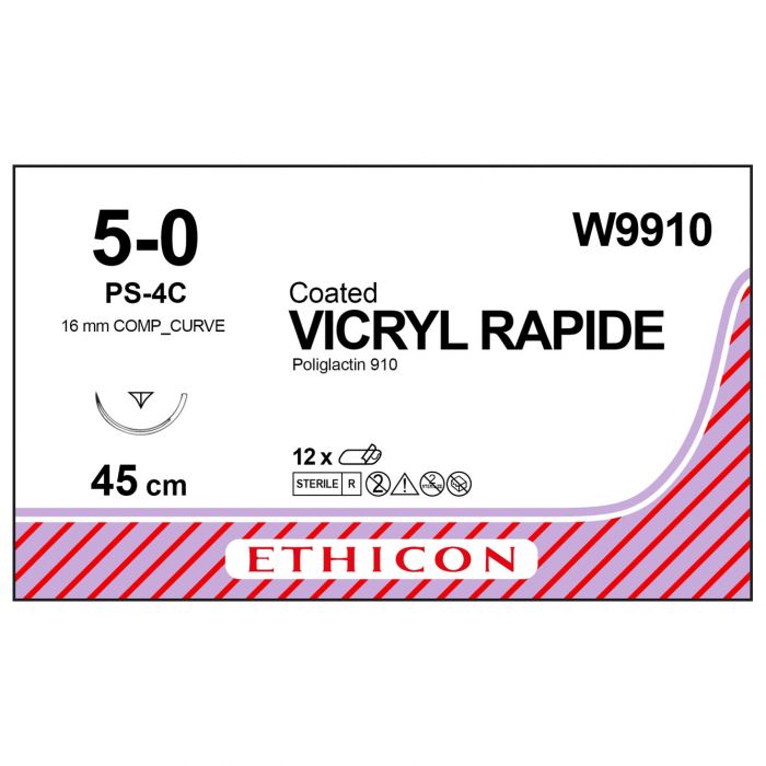 Vicryl Rapide Sutures - 5/0 - 45cm - Undyed - (Pack 12)