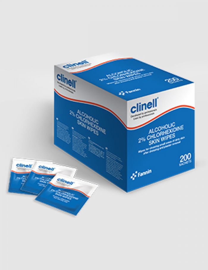 Clinell Skin Wipes - Alcohol with 2% Chlorhexidine - (Pack 200)