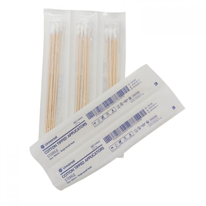 Sterile Cotton Tipped Applicators - 152mm (6") - Packed in 5s - (Pack 100 x 5)