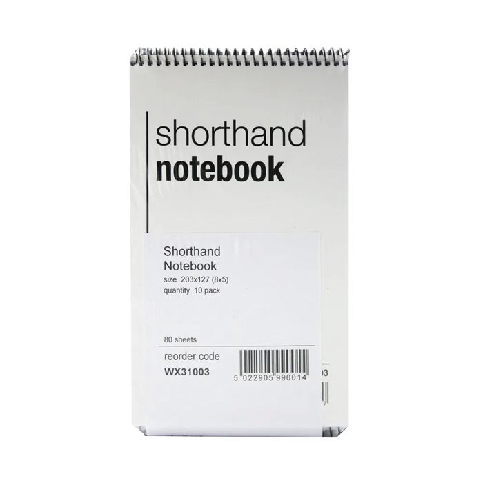 Spiral Shorthand Notebook - 80 Leaf - (Pack 10)