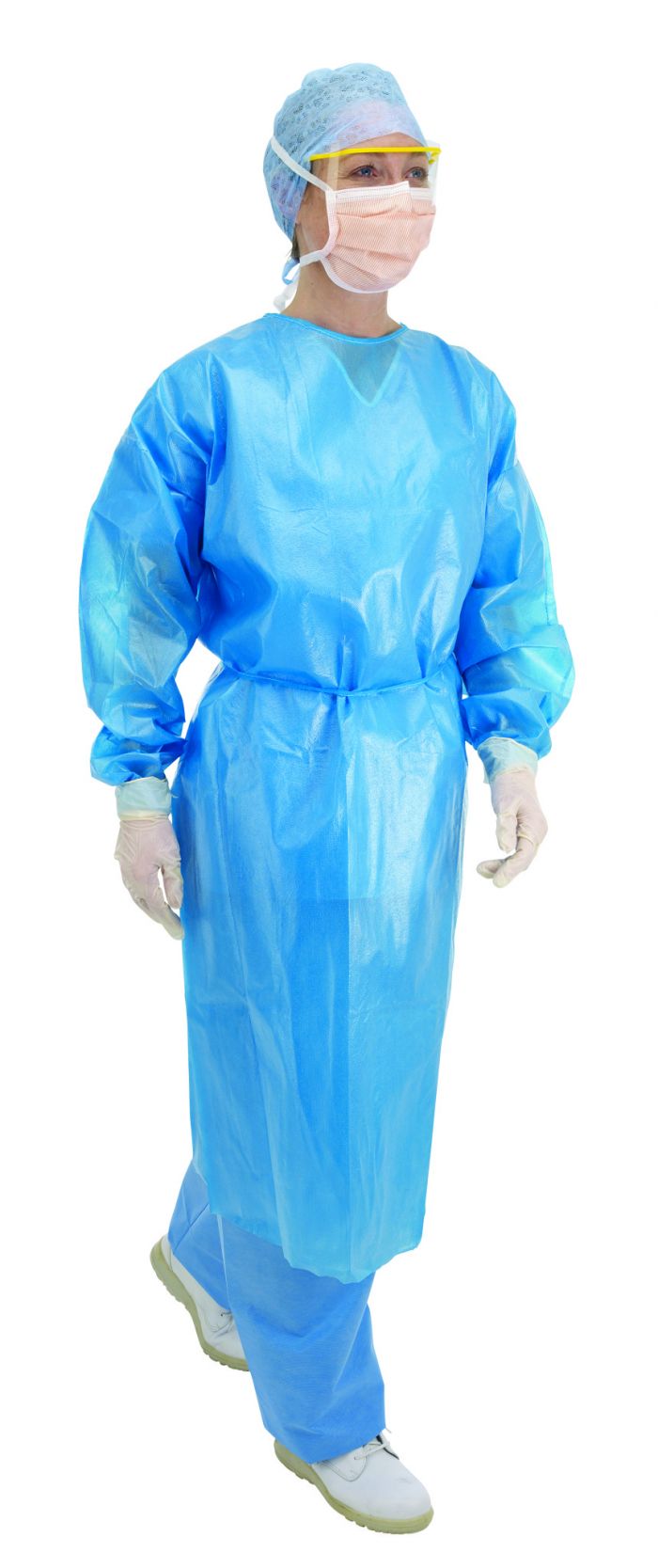 Fluid Protect Gown - Long Sleeved - Elasticated Cuff - Blue - (Single)