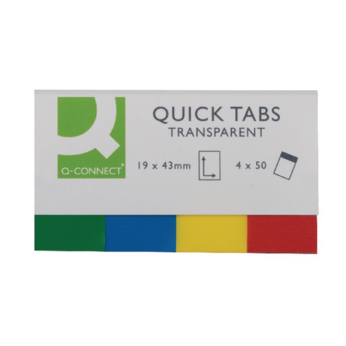 Q-Connect Quick Sticky Tabs 19 x 43mm Transparent - (Single)