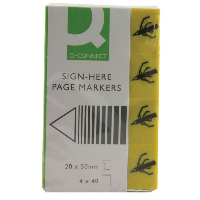 Q-Connect Sign Here Page Markers 20 x 50mm - (Pack 4)